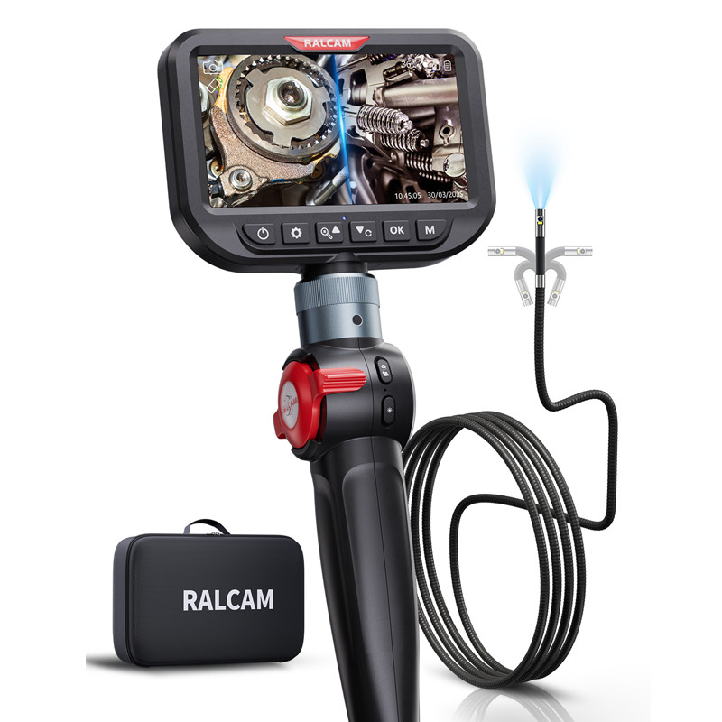 Ralcam Dual Lens Articulating Borescope 5" Endoscope Inspection Camera 5FT Semi