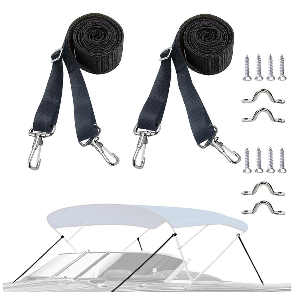 4X 28" To 60" Top Tie Down Webbing Straps For Bimini With Loop Snap Hook NEW