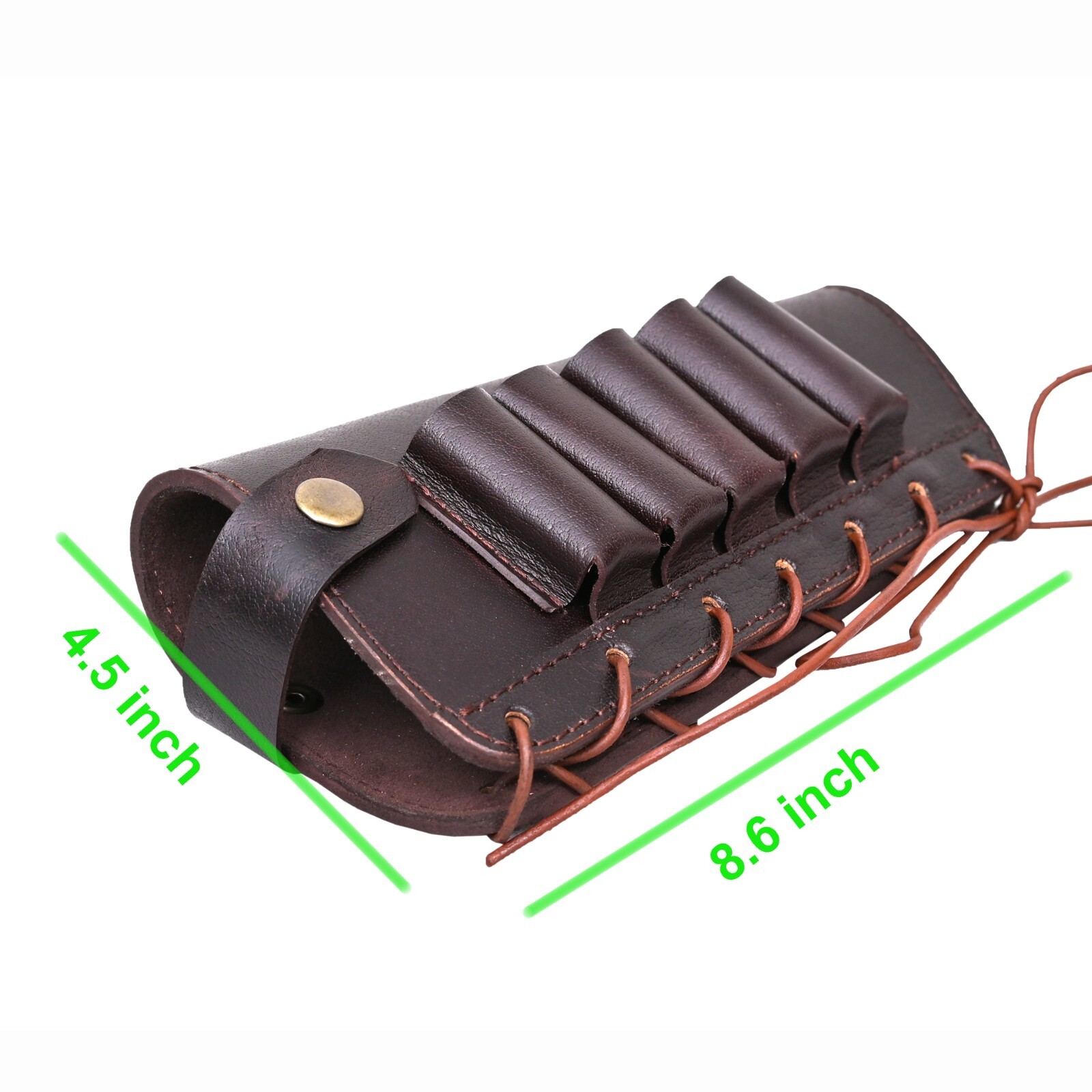 Brown Cowhide Leather Cartridge Holder Buttstock.12 GA Ammo Pouch for Shot Gun