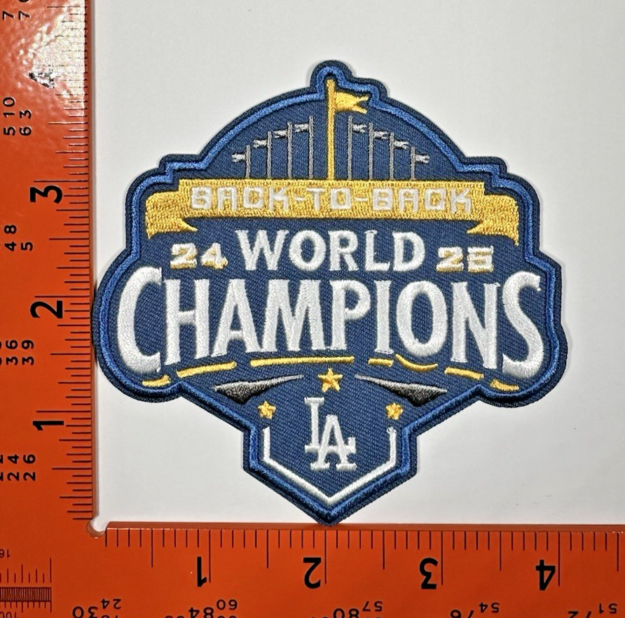 LA Dodgers Back to Back World Series Champs 4" Embroidered Patch Iron On Sew On
