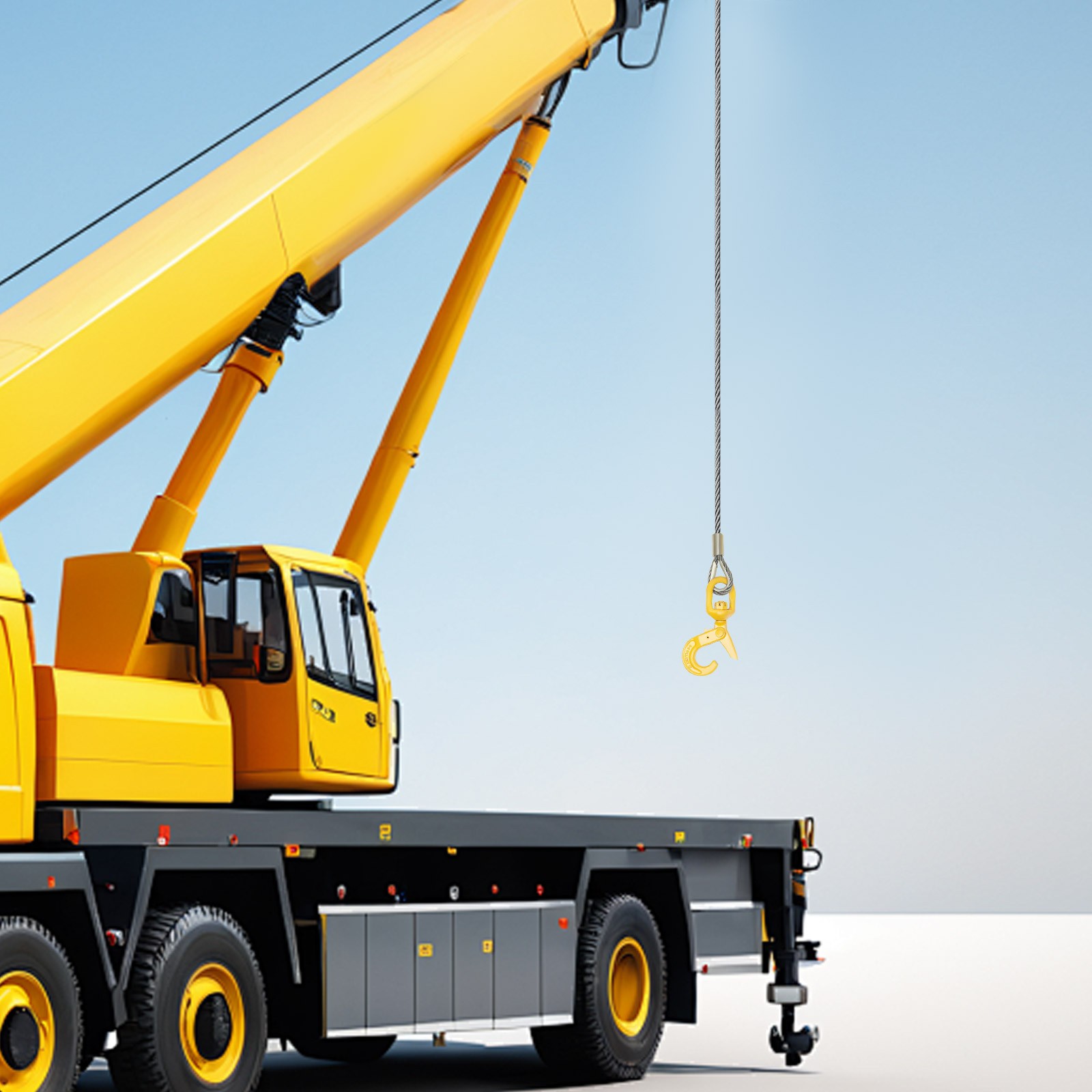 Wire Rope w/ Swivel Hook 3/8"x150ft Winch Cable w/ Self Locking Hook Safety NEW