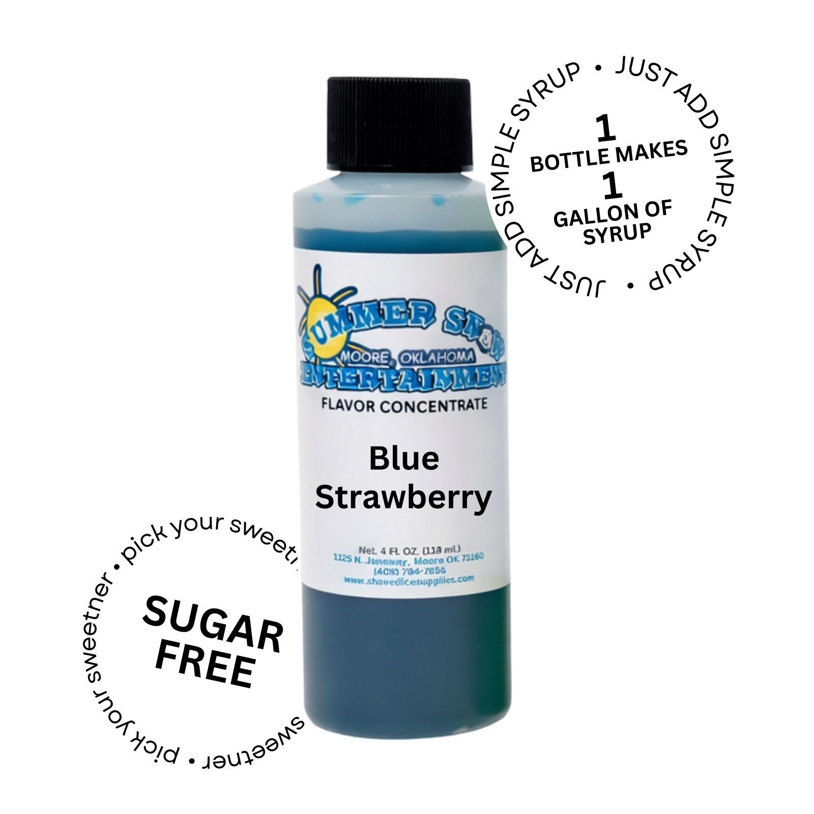 BLUE STRAWBERRY MIX SNOW CONE/SHAVED ICE FLAVOR CONCENTRATE MAKES 1 GALLON