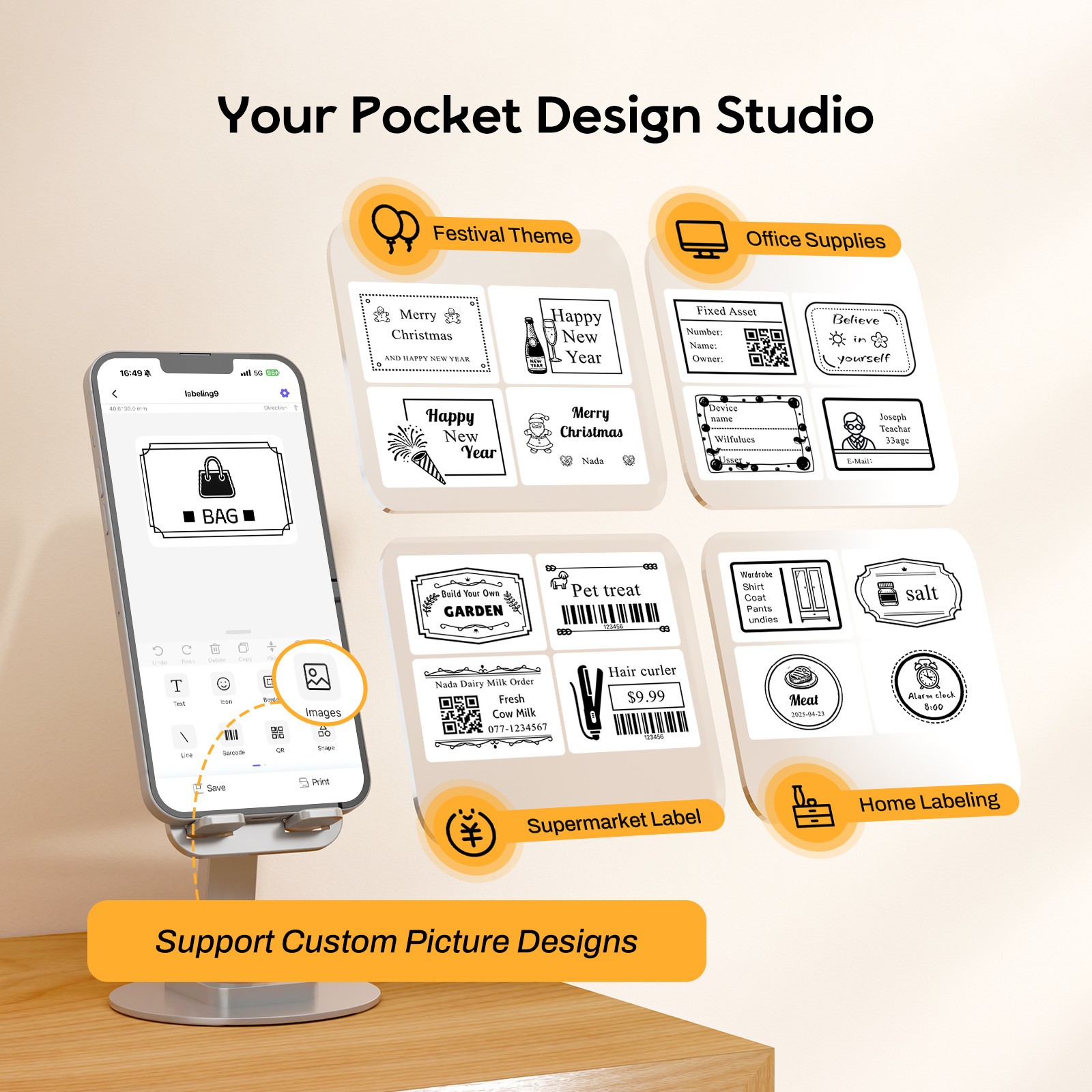 Wireless Label Maker Machine Thermal Label Printer Sticker Printer School Office