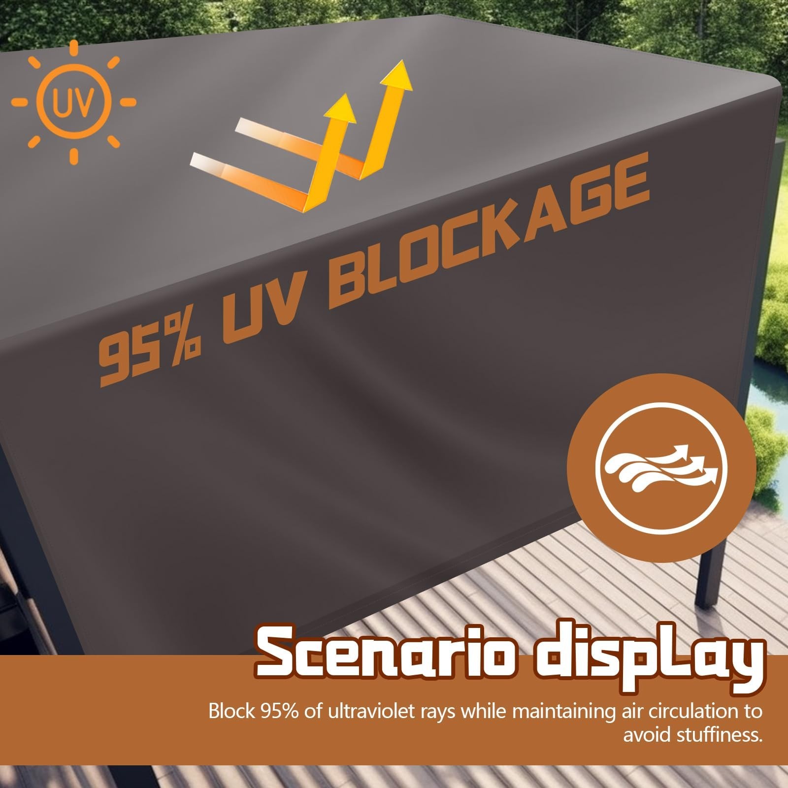 Universal Pergola Replacement Canopy Outdoor Canopy Shade Cover Waterproof Sh...