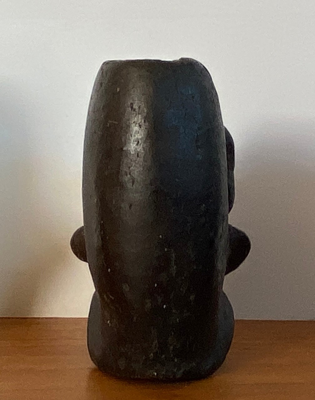 3 Pre Columbian Style Black Ware Clay Figures Musical Seated Vintage / Antique