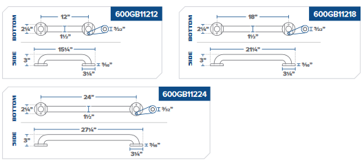 COMMERCIAL Grab Bar Stainless Steel Bath Bathroom Safety Handicap Hand Wall Rail