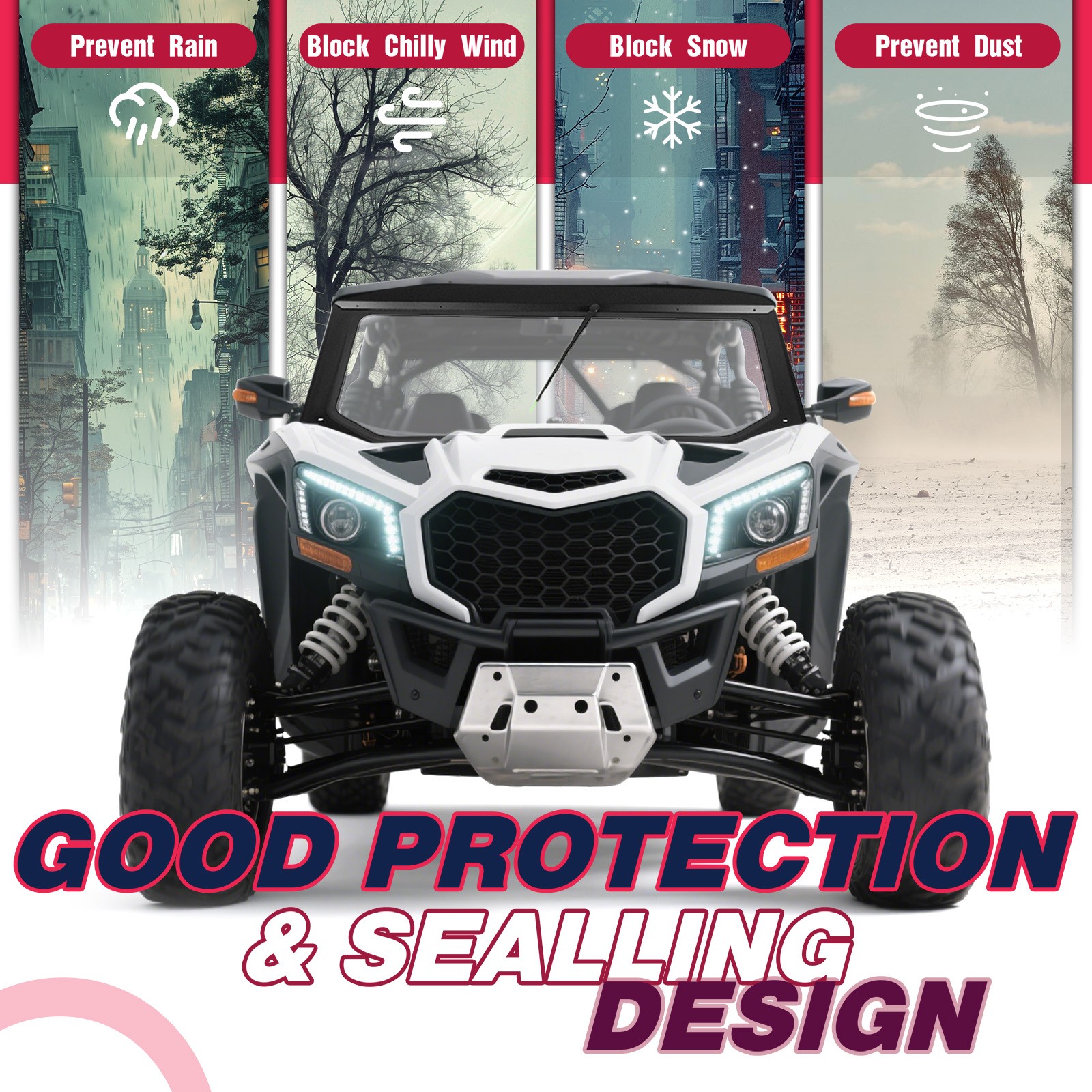 Glass Front Windshield w/ Wiper for Can-Am Maverick X3 DS Turbo 2017+ 18 19 ATV