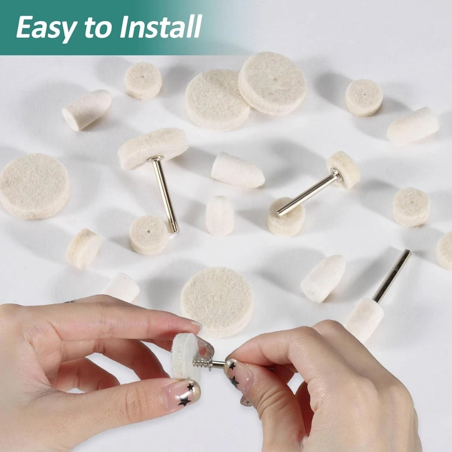 145 Piece Wool Felt Polishing Pad 1/8 Inch Shank Set for Dremel Rotary Tools