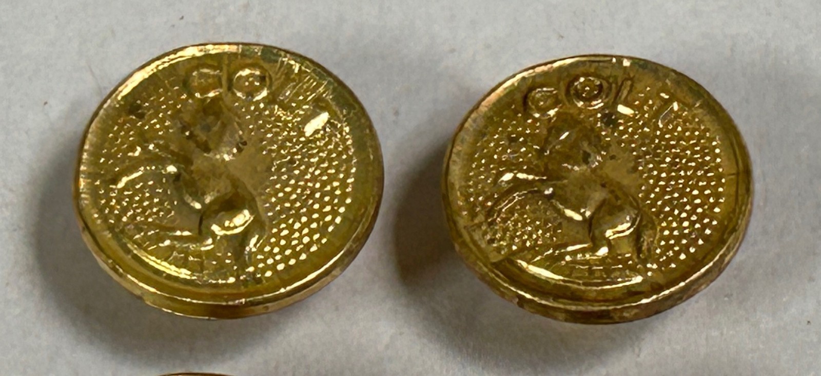 Lot Of "4" UNUSED Colt 1911 Gold Tone Pistol Grip Medallions (A4)