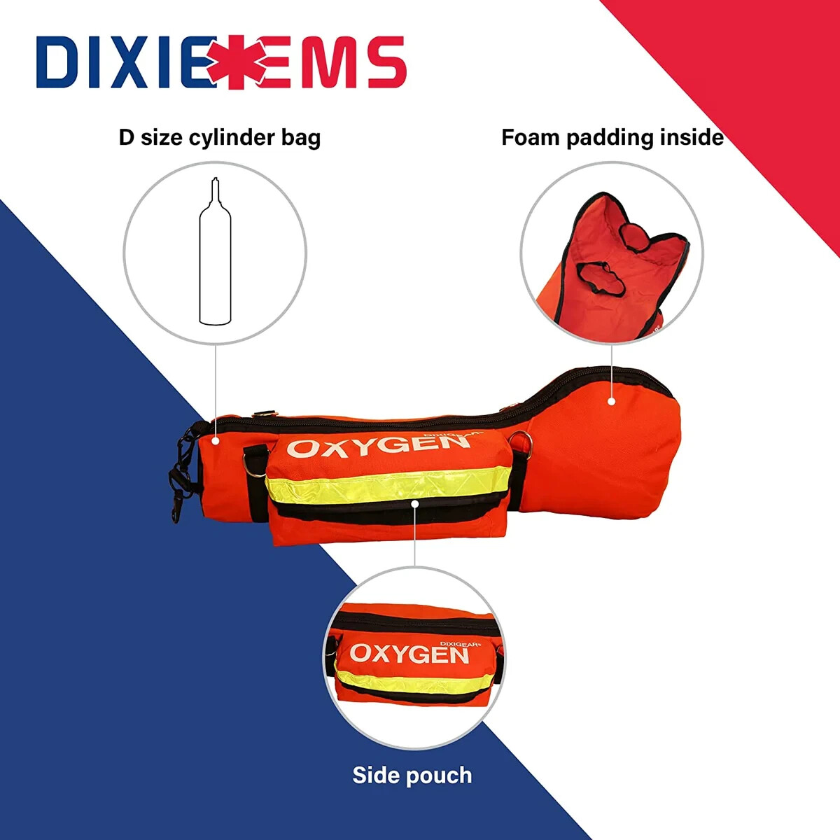 DIXIGEAR Padded Oxygen O2 Carry Bag for Cylinder Oxygen Tank - D Size