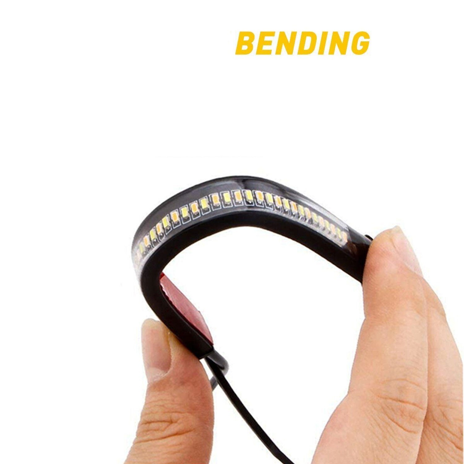 2 LED Motorcycle Turn Signals Light Blinker FORK Strip Flowing Amber Universal