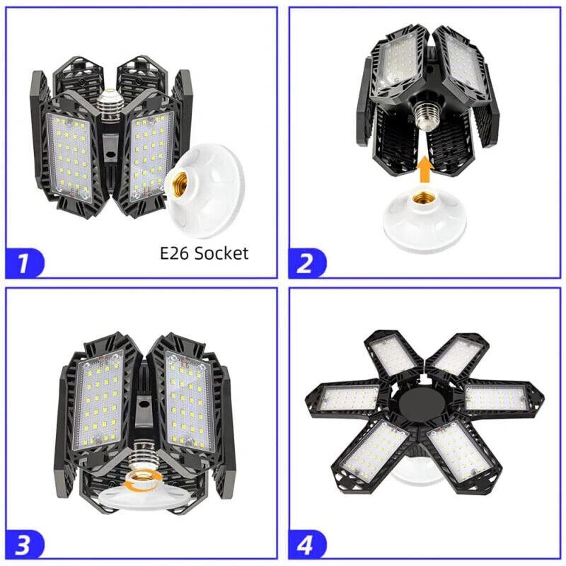 2-10X LED Garage Lights Deformable 900W Super Bright Work Shop Ceiling Lamps USA