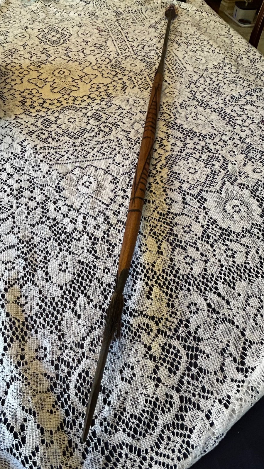 Unique hand carved African wooden SPEAR from Kenya Africa 4 pieces 48 in long