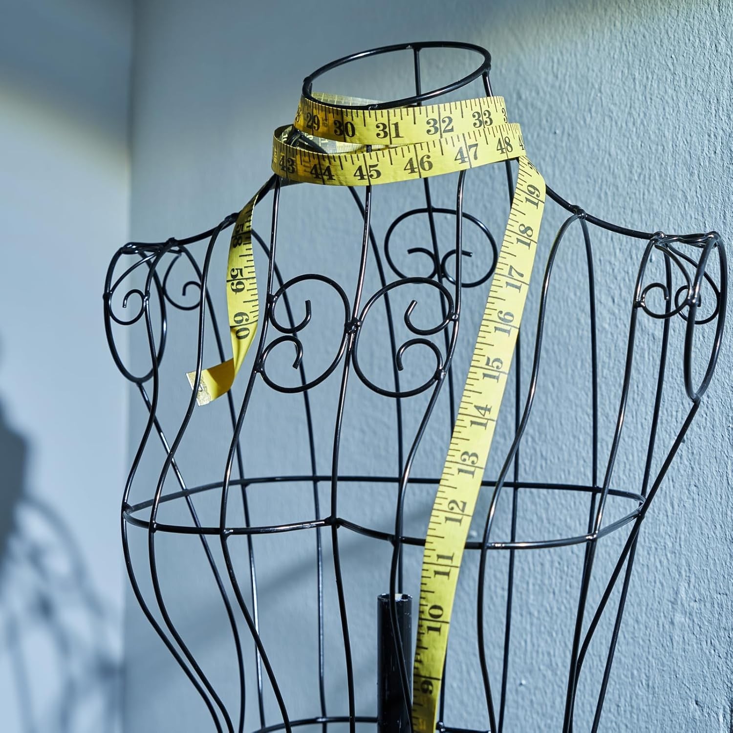 Vintage Wire Dress Form, Adjustable Height 44-65in, Black Metal Mannequin Decor