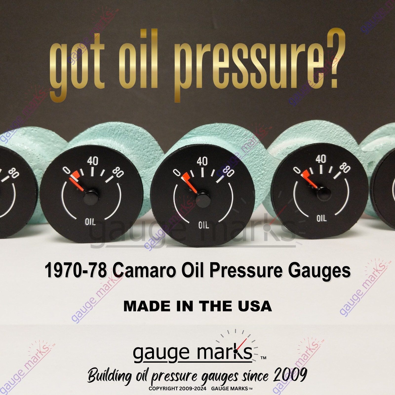 79 80 81 CAMARO OIL PRESSURE GAUGE - fits Gauge Cluster - Clock to OIL Gauge