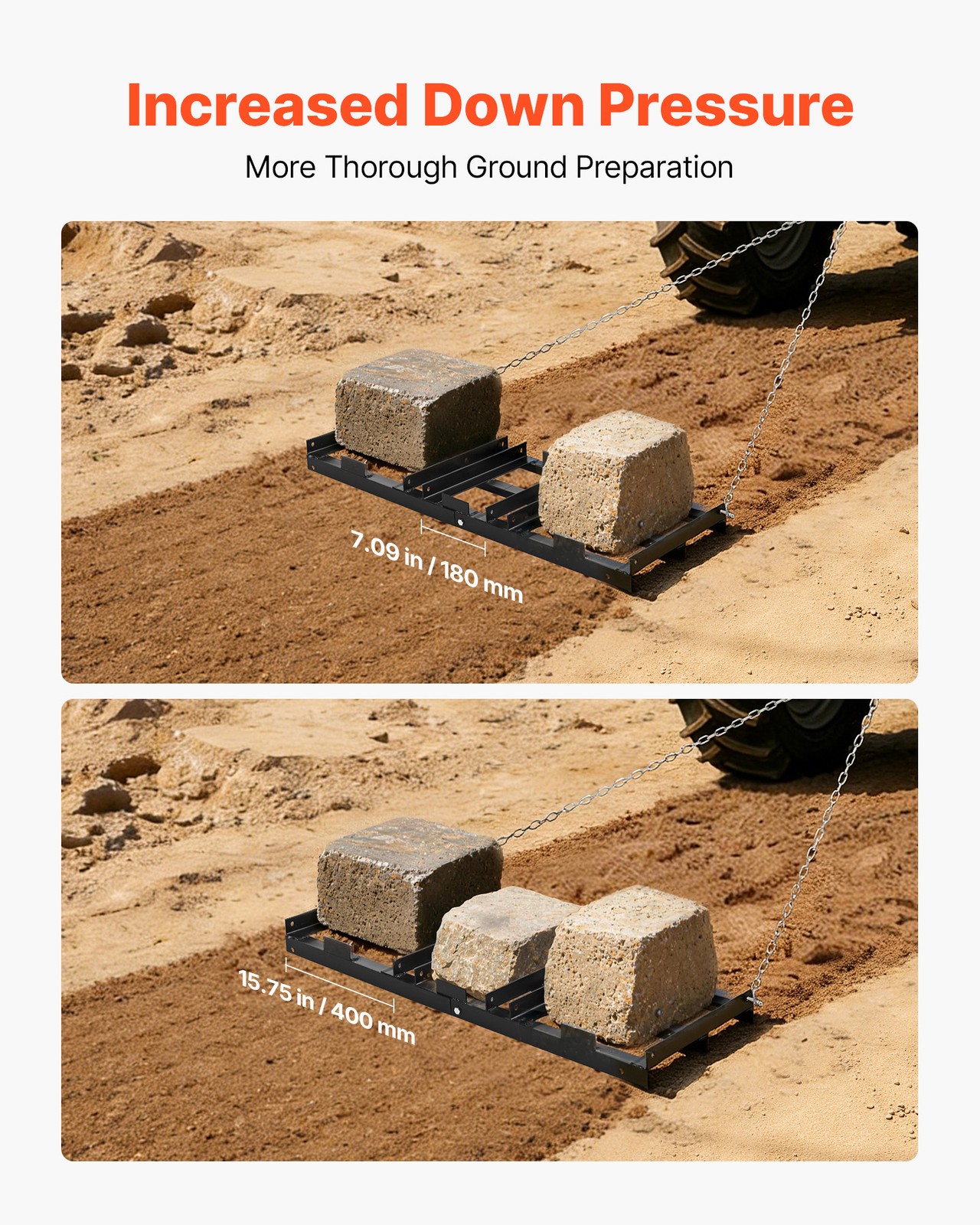 VEVOR Drag Harrow 48 x 20 in Tow-Behind Driveway Grader Fits ATVs UTVs Tractors