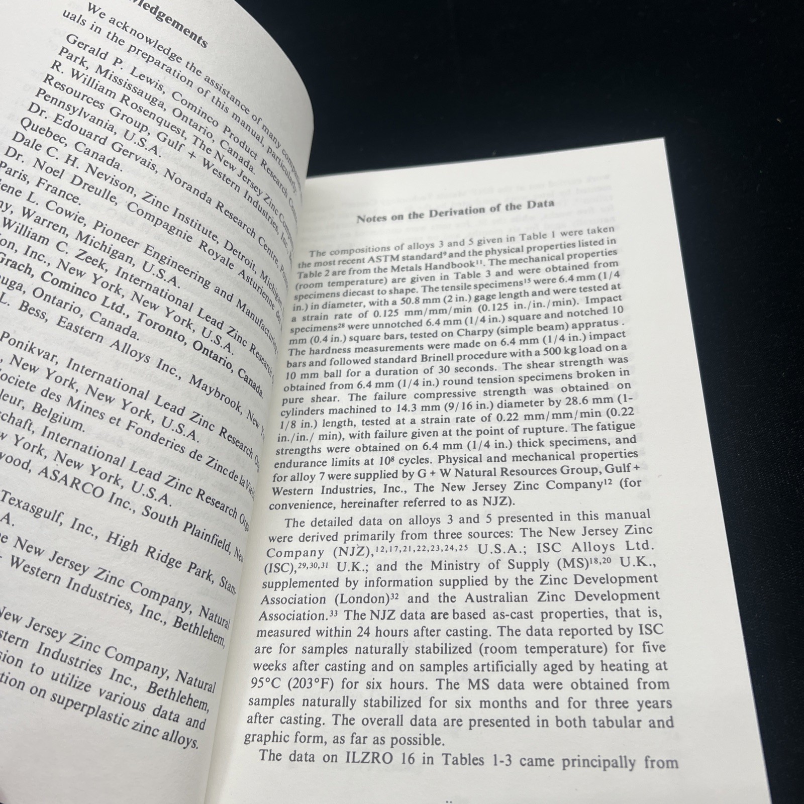 Engineering Properties For Zinc Alloy Paperback Book 2nd Edition 1981 Die Cast