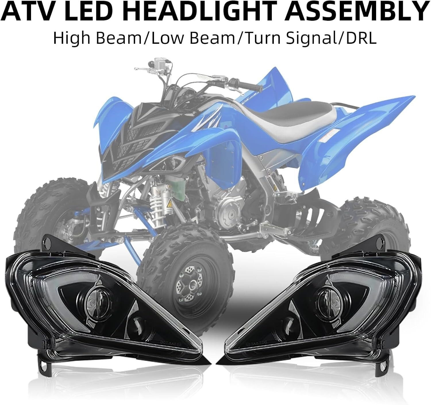 2PCS LED Headlights Set Head Lamps for 2006-2024 YAMAHA YFZ 450 RAPTOR 700 700R