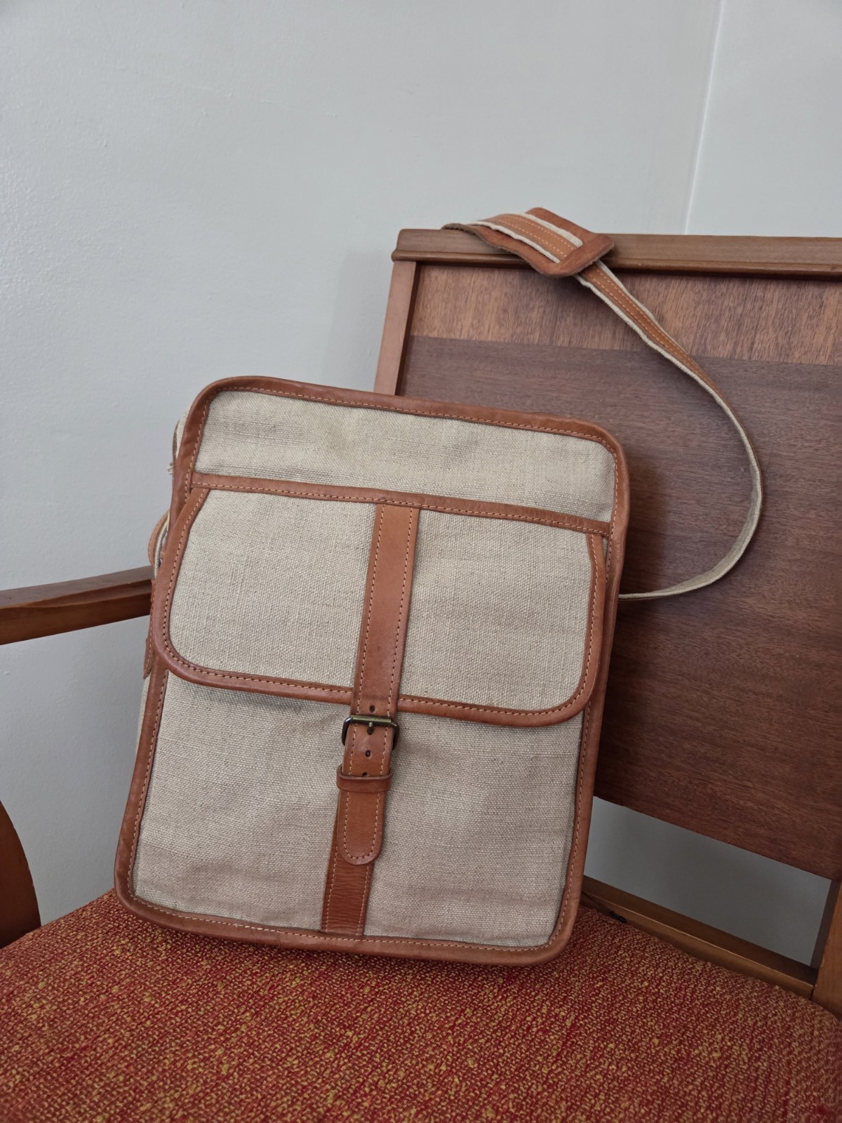 Vtg Canvas Crossbody Messenger Bag Satchel Military Safari Indiana Jones