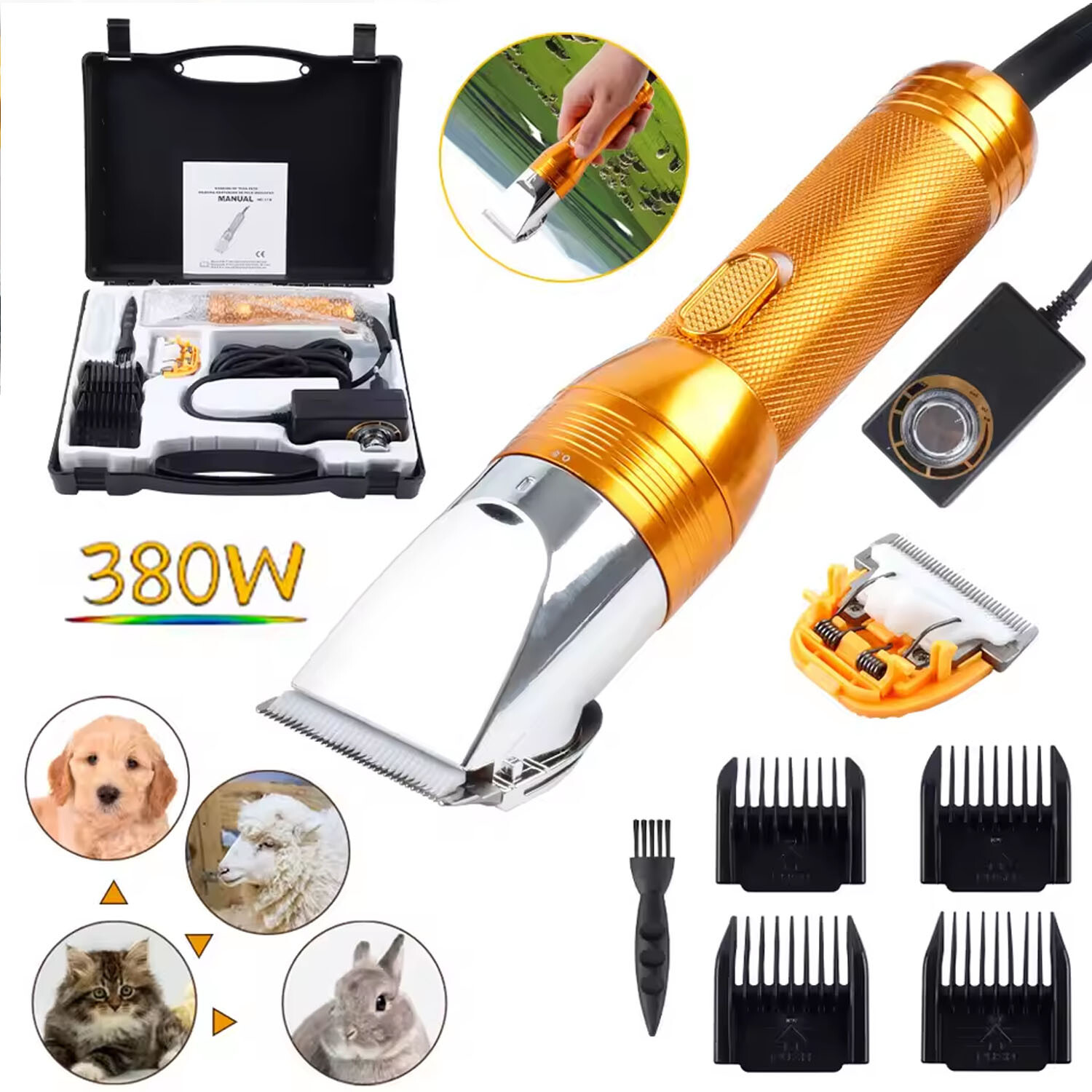 380w Professional Electric Animal Hair Clippers Horse Pet Grooming Trimmer
