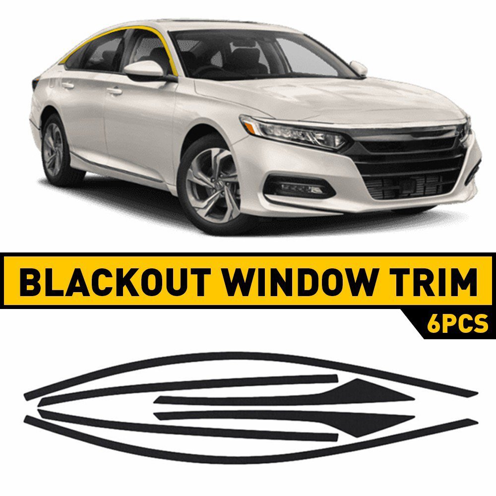 6x Chrome Delete Blackout Window Trims For Honda Accord 2018-2020 - Glossy Black