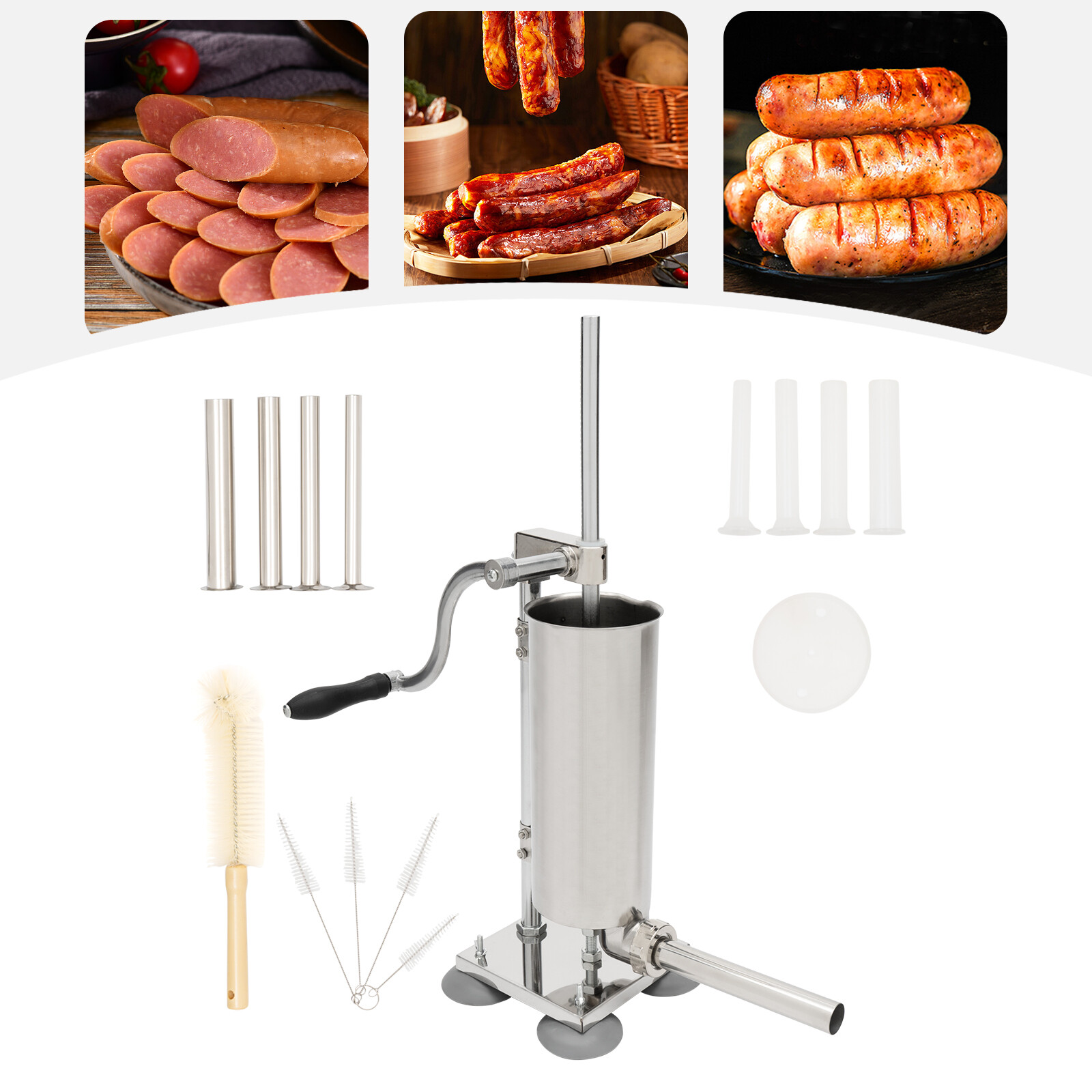 Homemade 8lbs 3.5L Vertical Sausage Stuffer Meat Filler Maker With 8pcs Tubes US