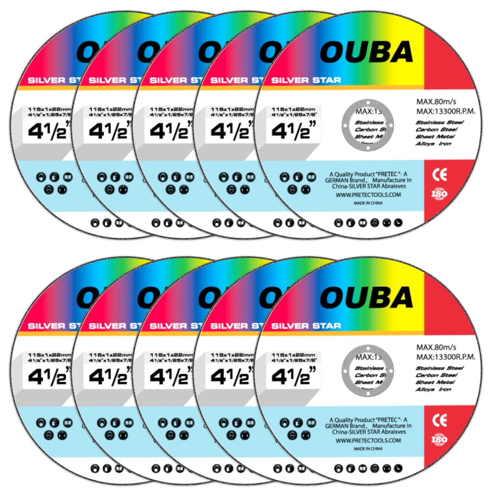 55-Pack Cut Off Wheels 4-1/2" x 7/8" Angle Grinder Metal Cutting Disc Stainless