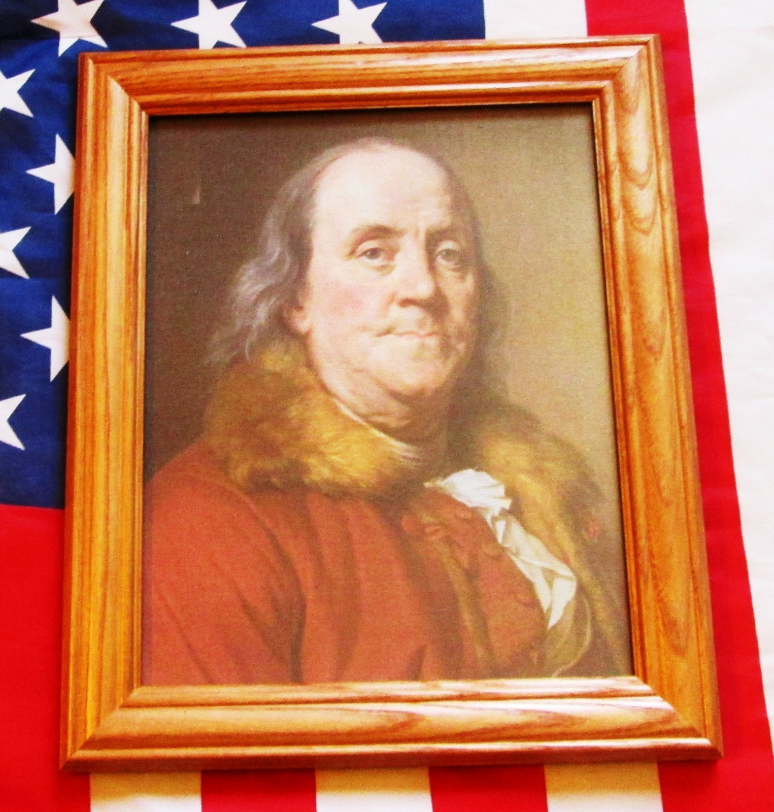 American Patriot of the Revolution, Portrait Benjamin Franklin, on canvas 1778