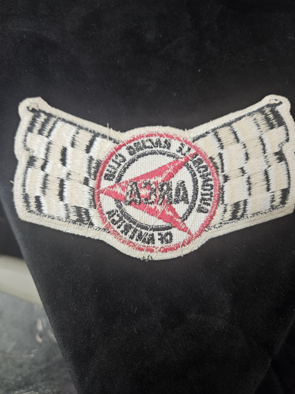 VINTAGE EMBROIDERED ARCA AUTOMOBILE RACING CLUB OF AMERICA PATCH W/CHECKERED FLA