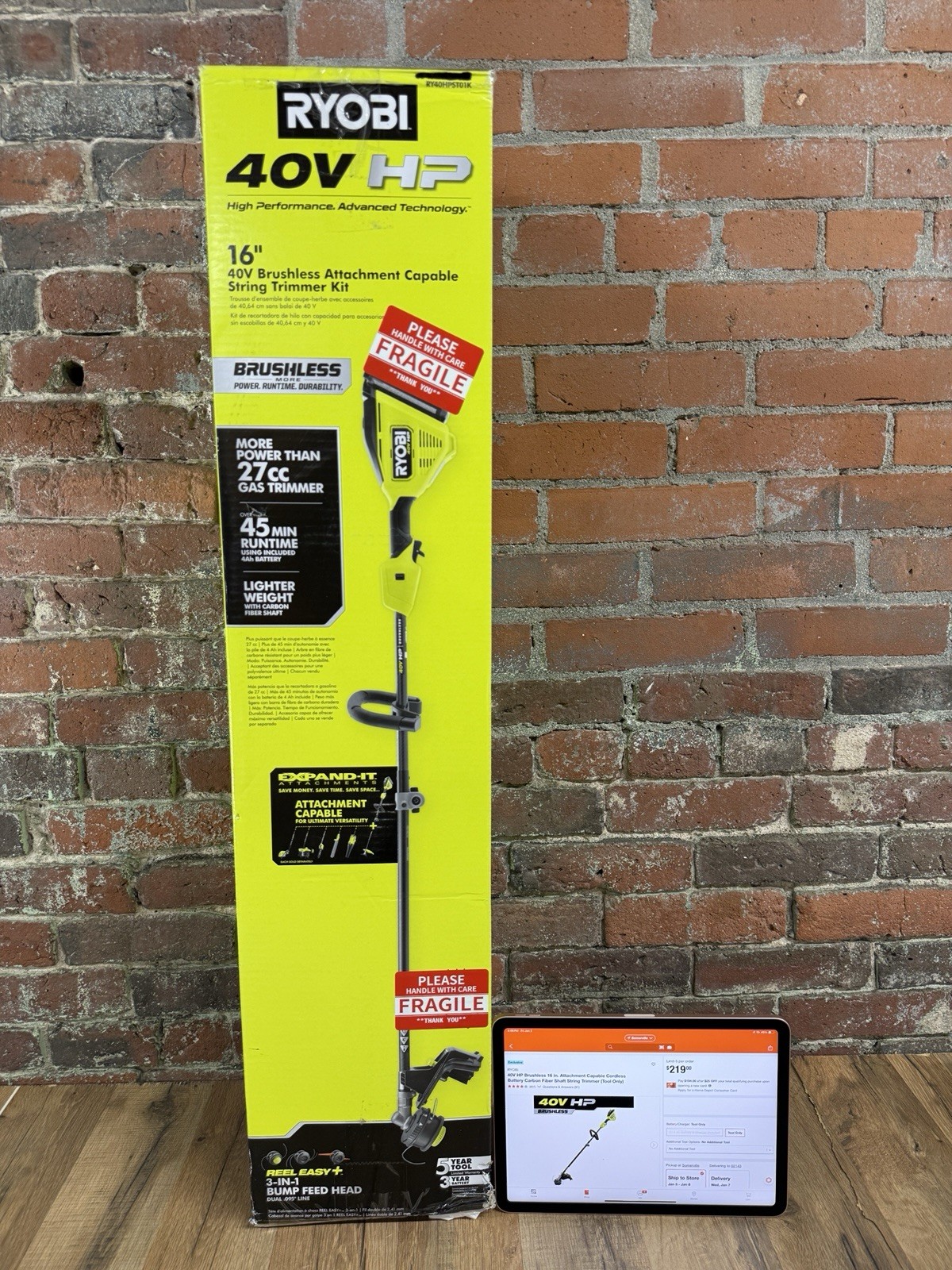 NEW RYOBI 40V Brushless 16" Carbon Fiber Attach Ready String Trimmer -TOOL ONLY