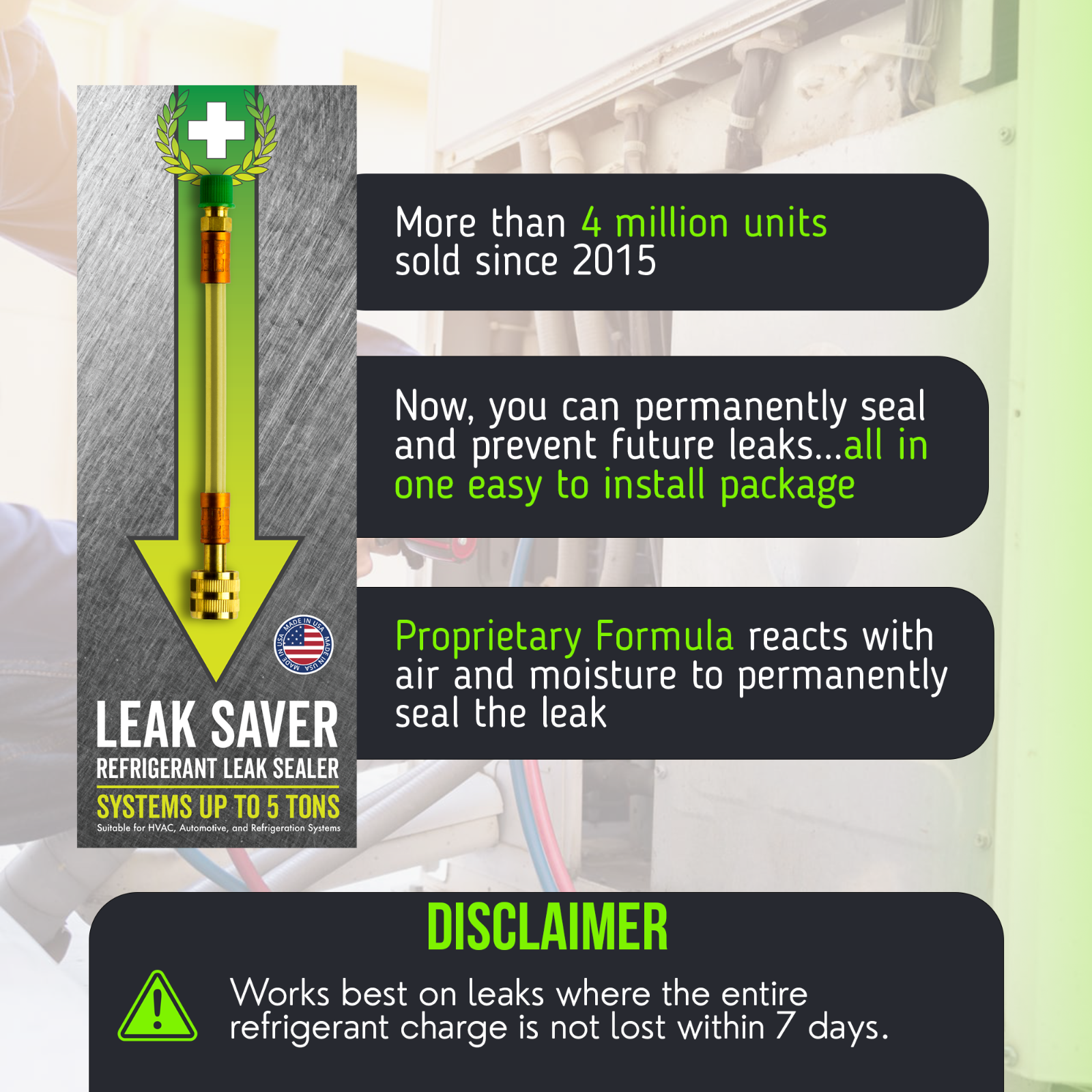 Leak Saver Direct Inject Refrigerant Leak Sealer 6 Pack HVAC & Automotive