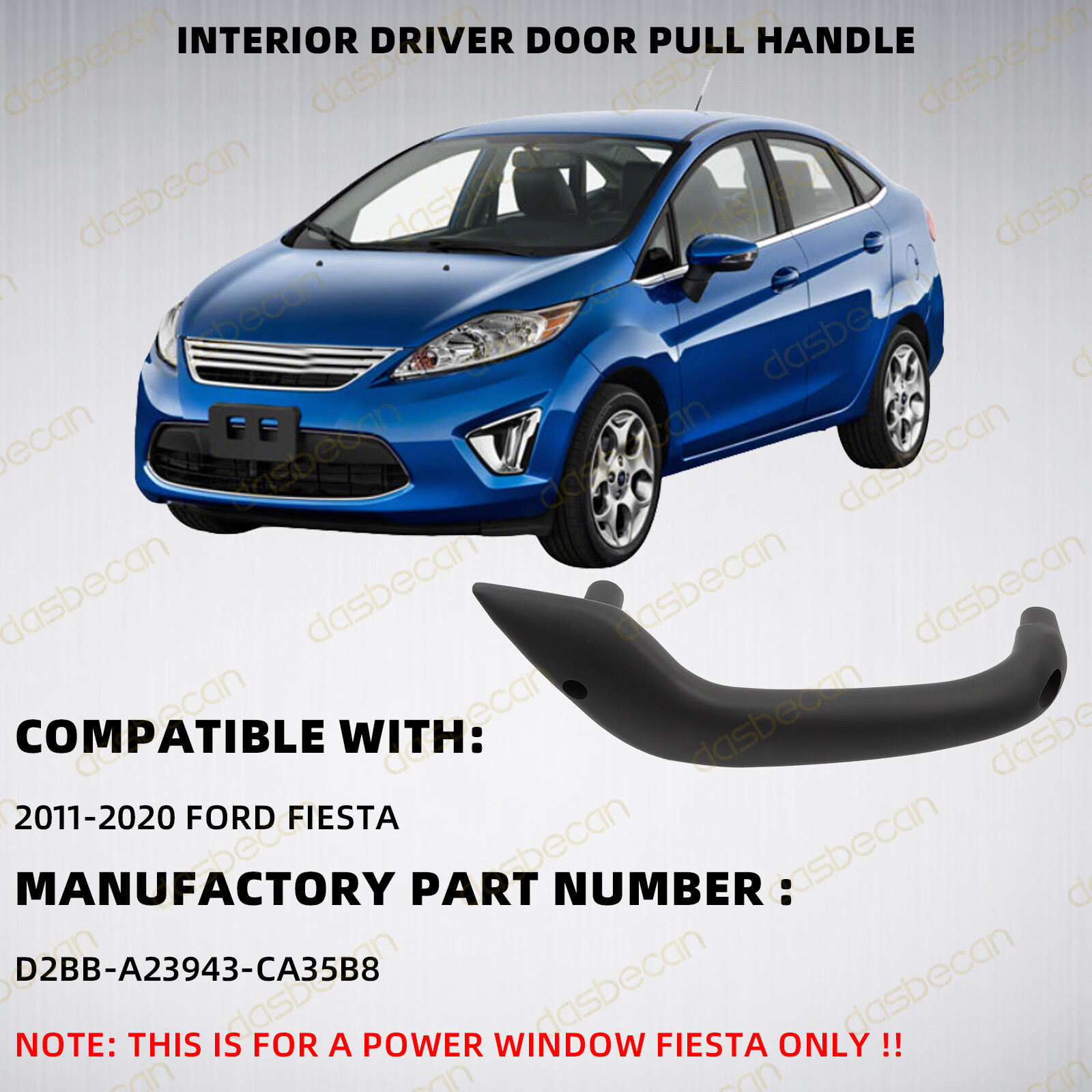 Left Driver Inner Side Door Pull Handle For Ford Fiesta 2011- 2020 Power Window