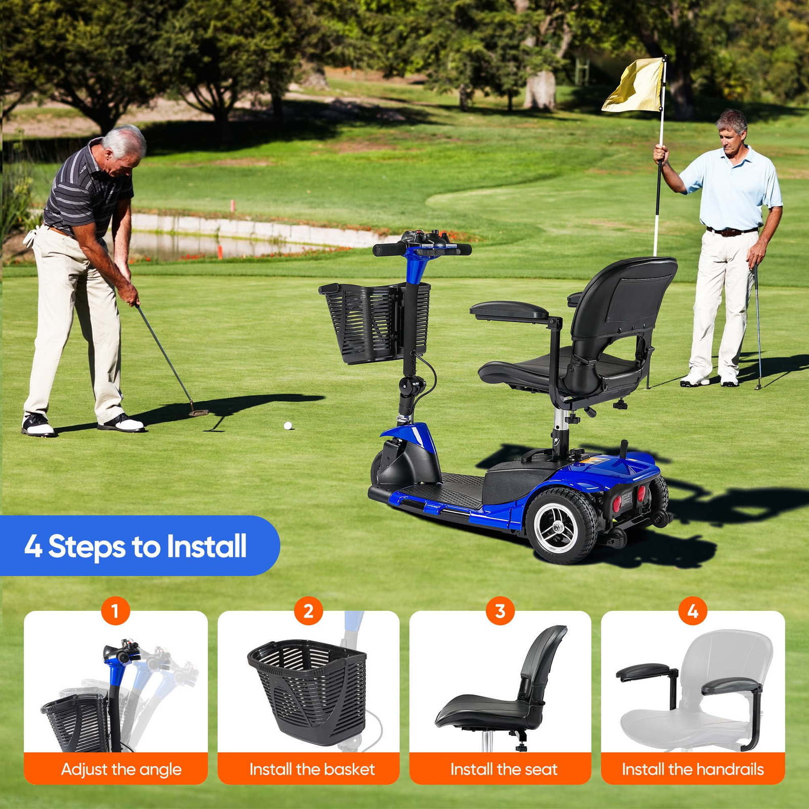 3 Wheel Folding Mobility Scooter Power Wheel Chairs Electric Long Range Portable