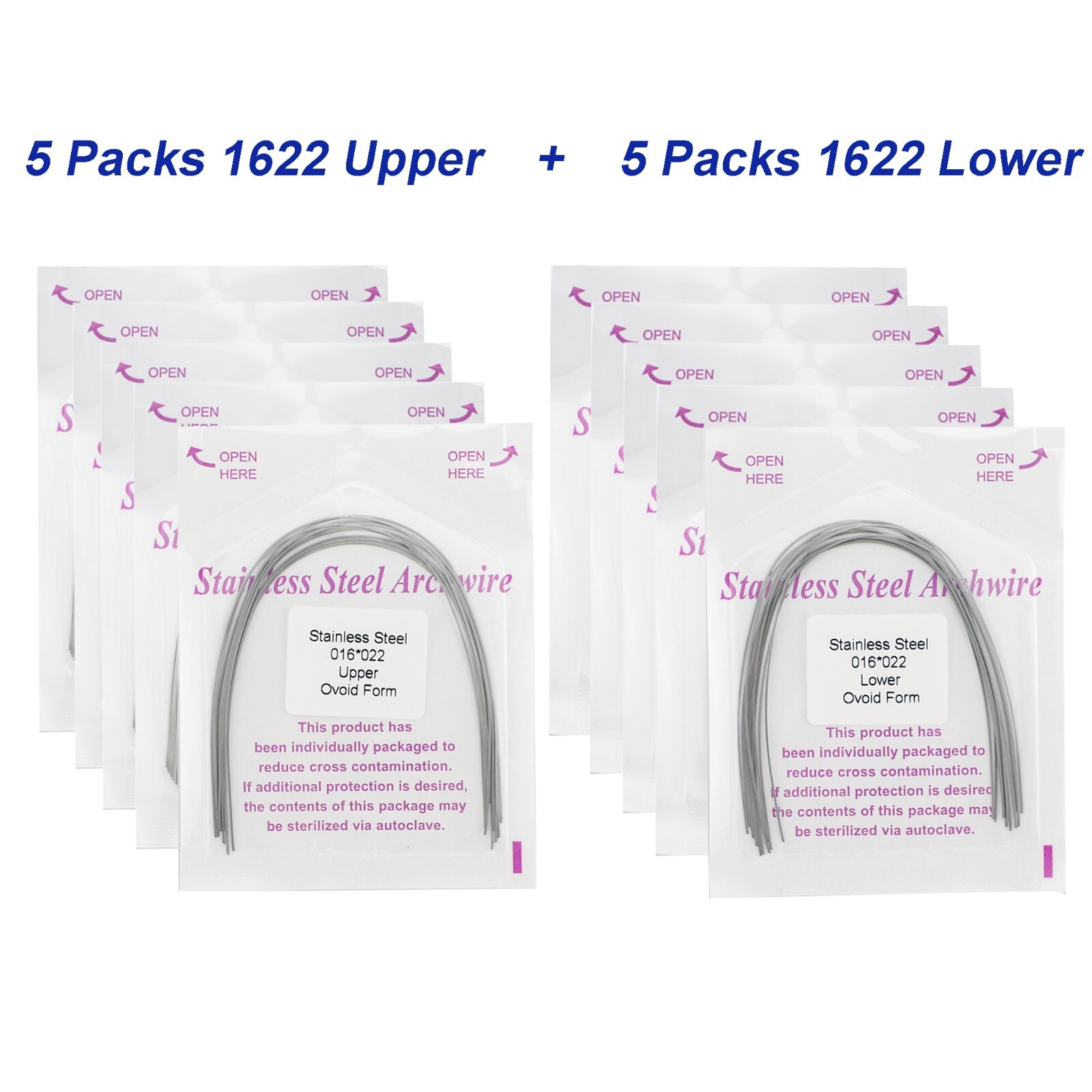 100Pcs Dental Orthodontic Arch Wire NiTi Stainless Steel Ovoid Round Rectangular