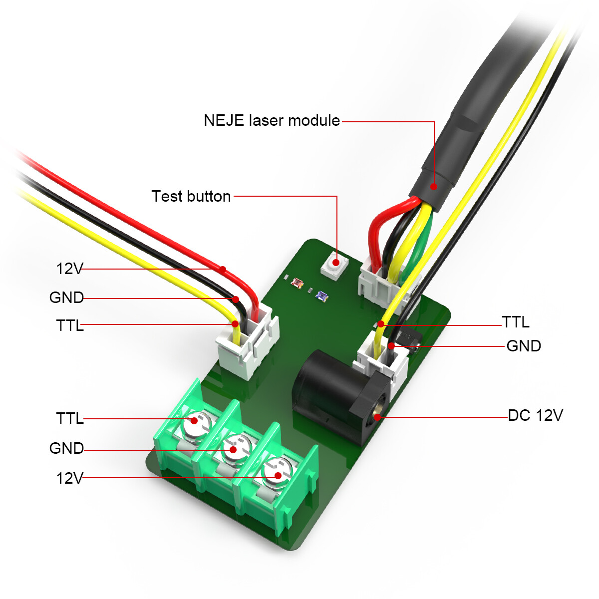 NEJE A40640 12W pulse Dual Beam Zoom laser head module for laser engraver cutter