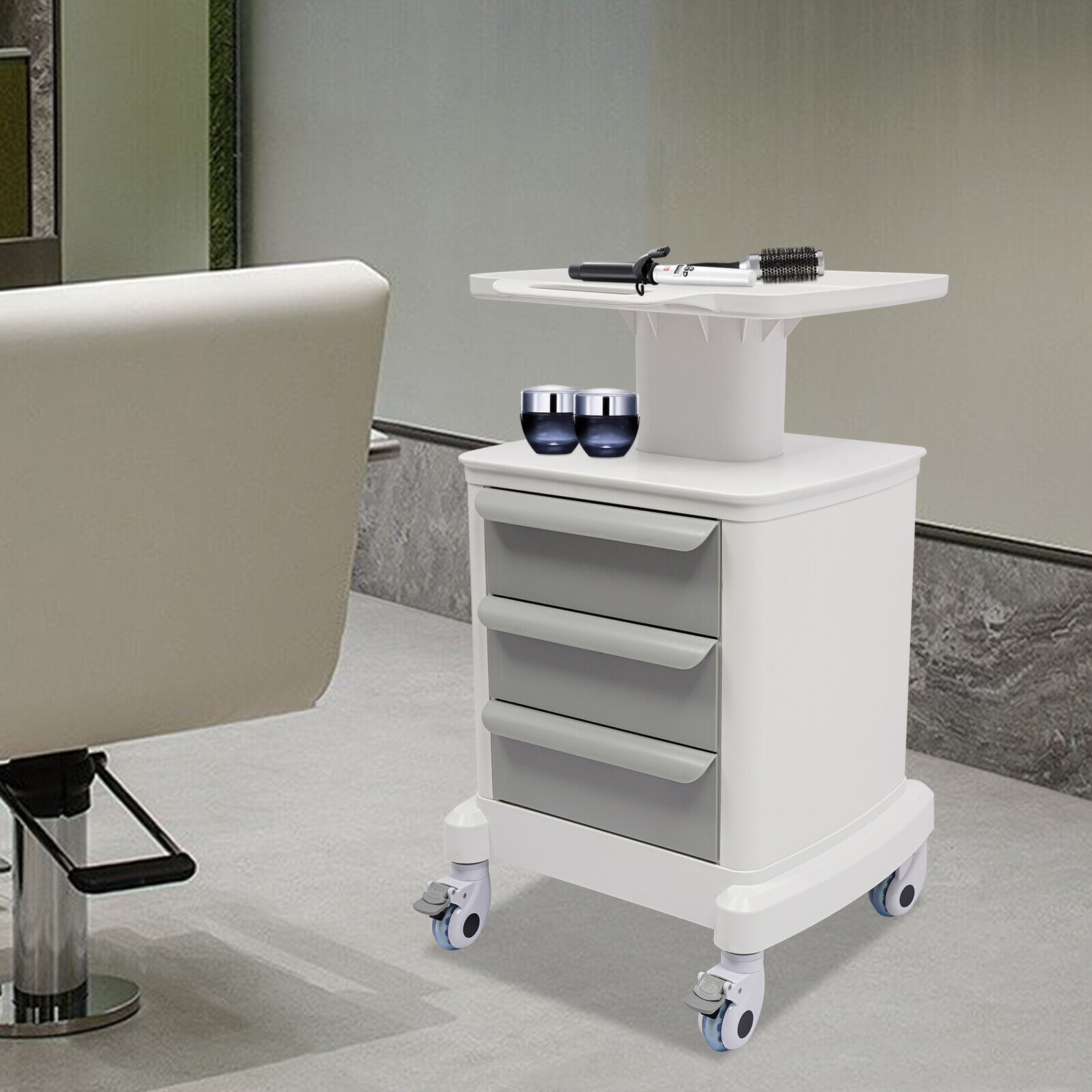 Dental Medical Mobile Cart Instrument Trolley 3 Drawers with Power Socket