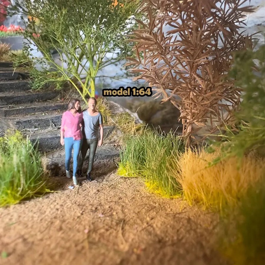 12mm High SATIC GRASS Bush Tufts HO train railway SCENICS MODEL TRAIN SCENERY