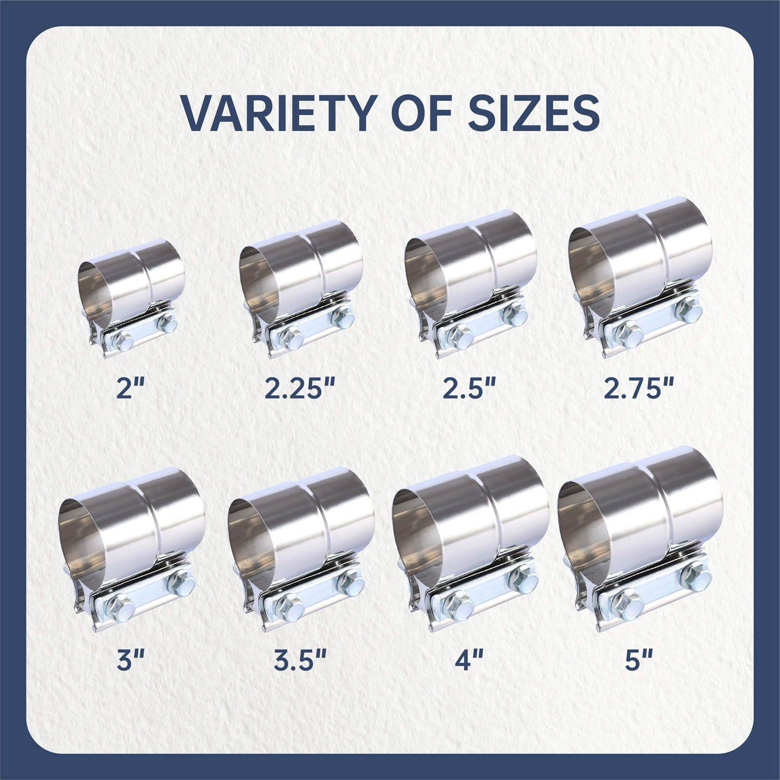 8Pcs 2.5" Stainless Steel 304 Heavy Duty Exhaust Band Clamp Lap Joint Clamps