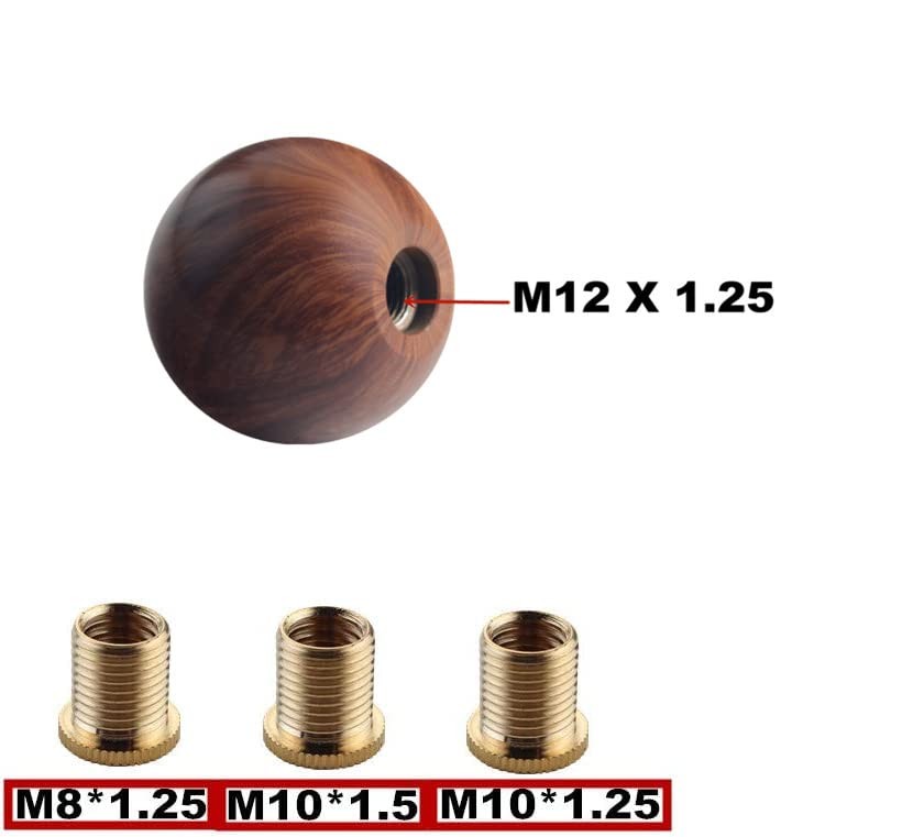 Universal Weighted Wood Gear Shift Knob - M8 to M12 Thread Adapters Includedn