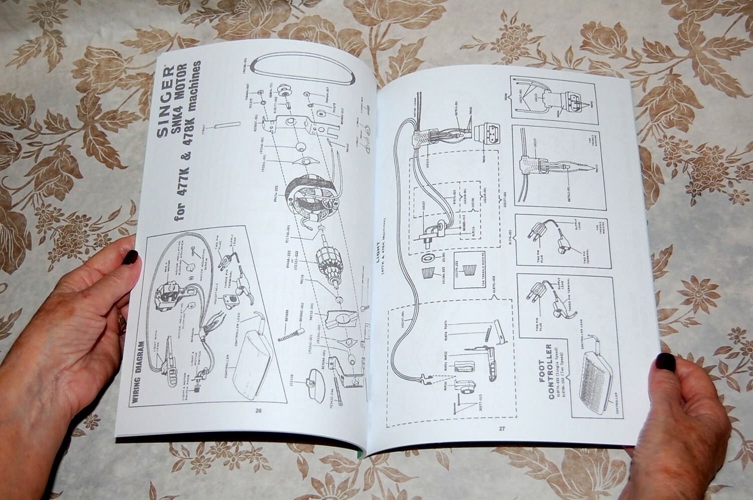 Rare Service Manual for Singer Sewing Machines Motors, Foot Controllers, Lights,