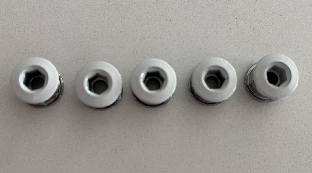 OLD SCHOOL BMX NEW POWER DISC CHAINRING Fixing BOLTS WHITE STEEL SINGLE GEAR