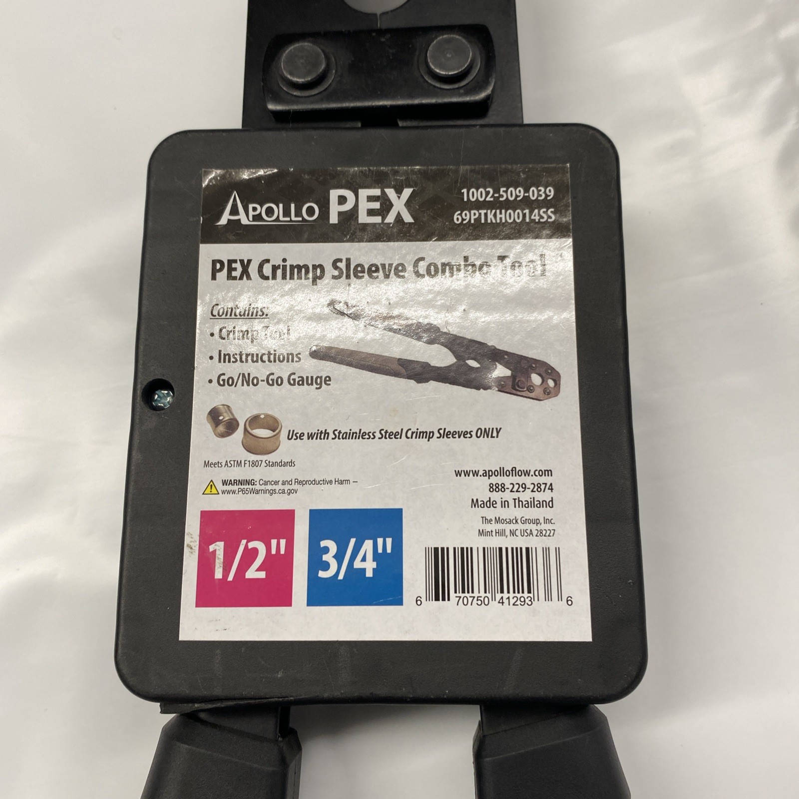 NEW Apollo PEX Crimp Sleeve Combo Tool 1/2” 3/4” PN 69PTKH0014SS