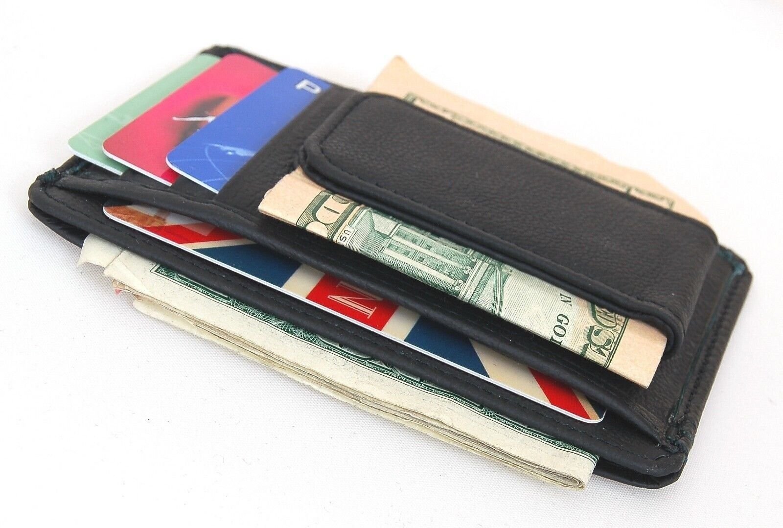 Mens Leather Wallet Money Clip Credit Card ID Holder Front Pocket Slim NEW