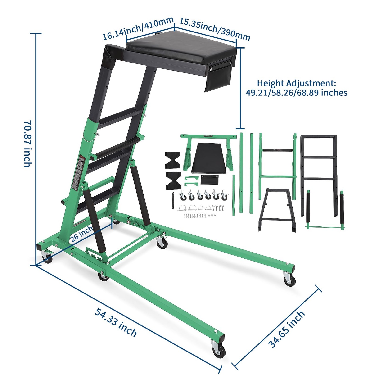 Automotive Topside Creeper 400LBS Adjustable 46"-71" Foldable Engine Creeper