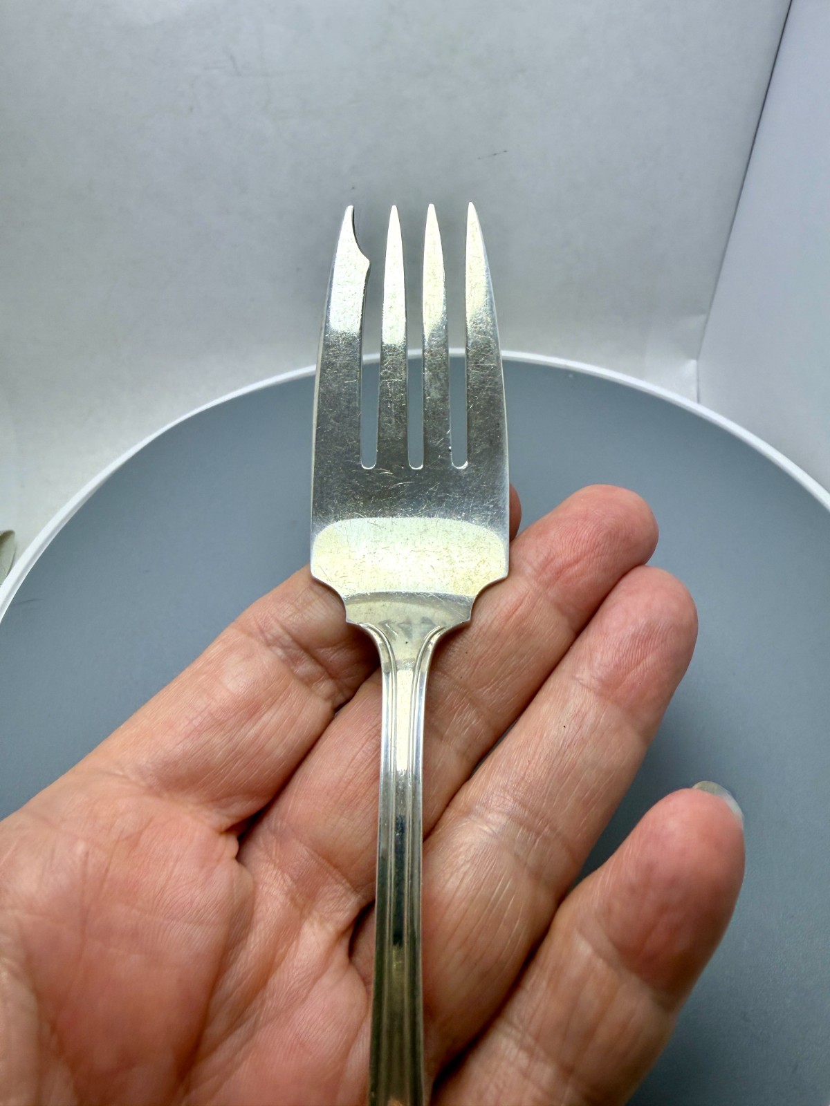 Durgin Fairfax Lg Individual Salad Fork 7.5" Sterling 43.6gm with monogram