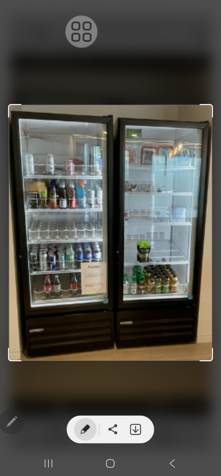 2 Single Glass Door Merchandising Refrigerators Freestanding 2 Sections