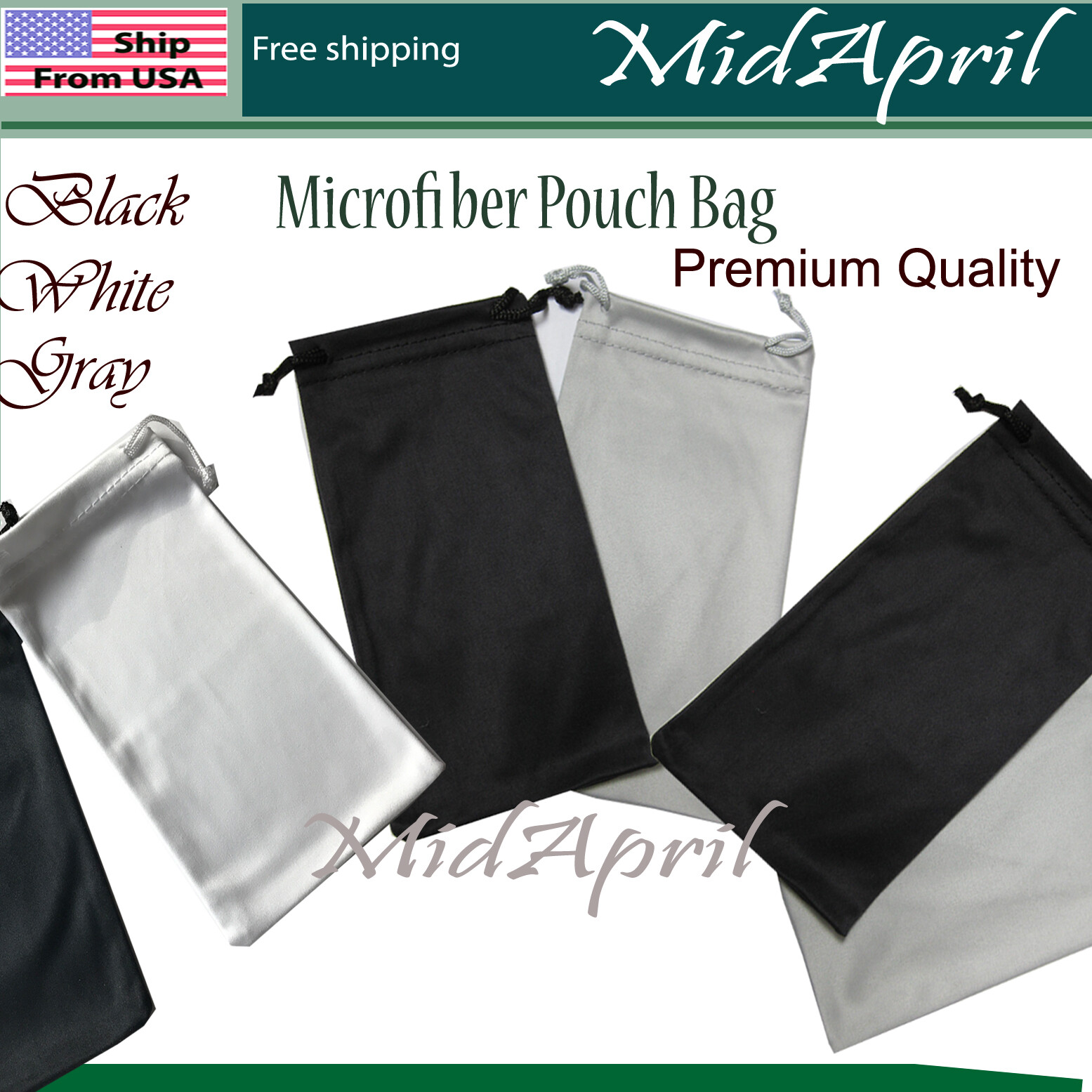 Premium Microfiber Pouch Bag Cleaning Case Sunglasses Eyeglasses High quality