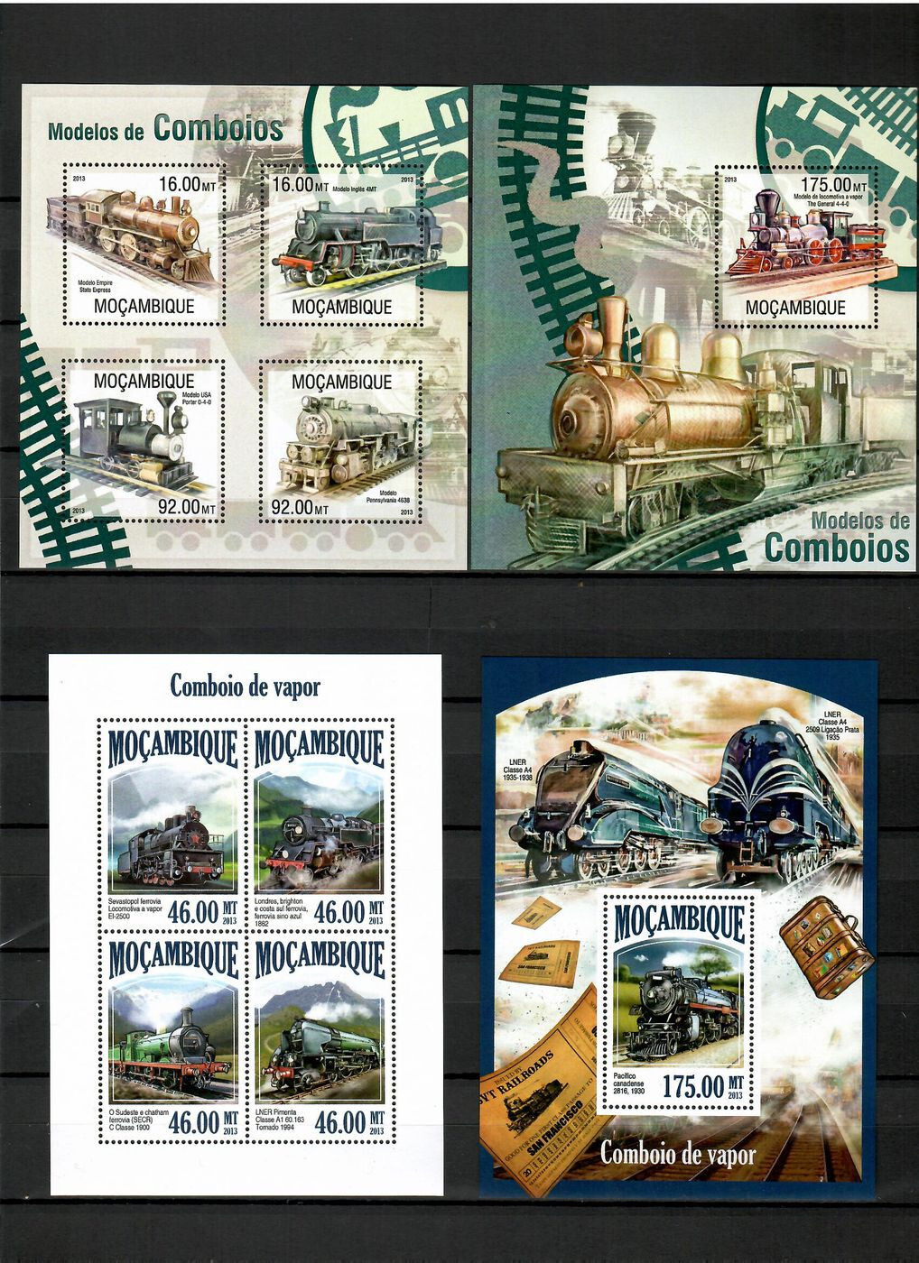 Steam locomotives trains railway 50 sheets MNH Collection [1] until 2014 #CNA162