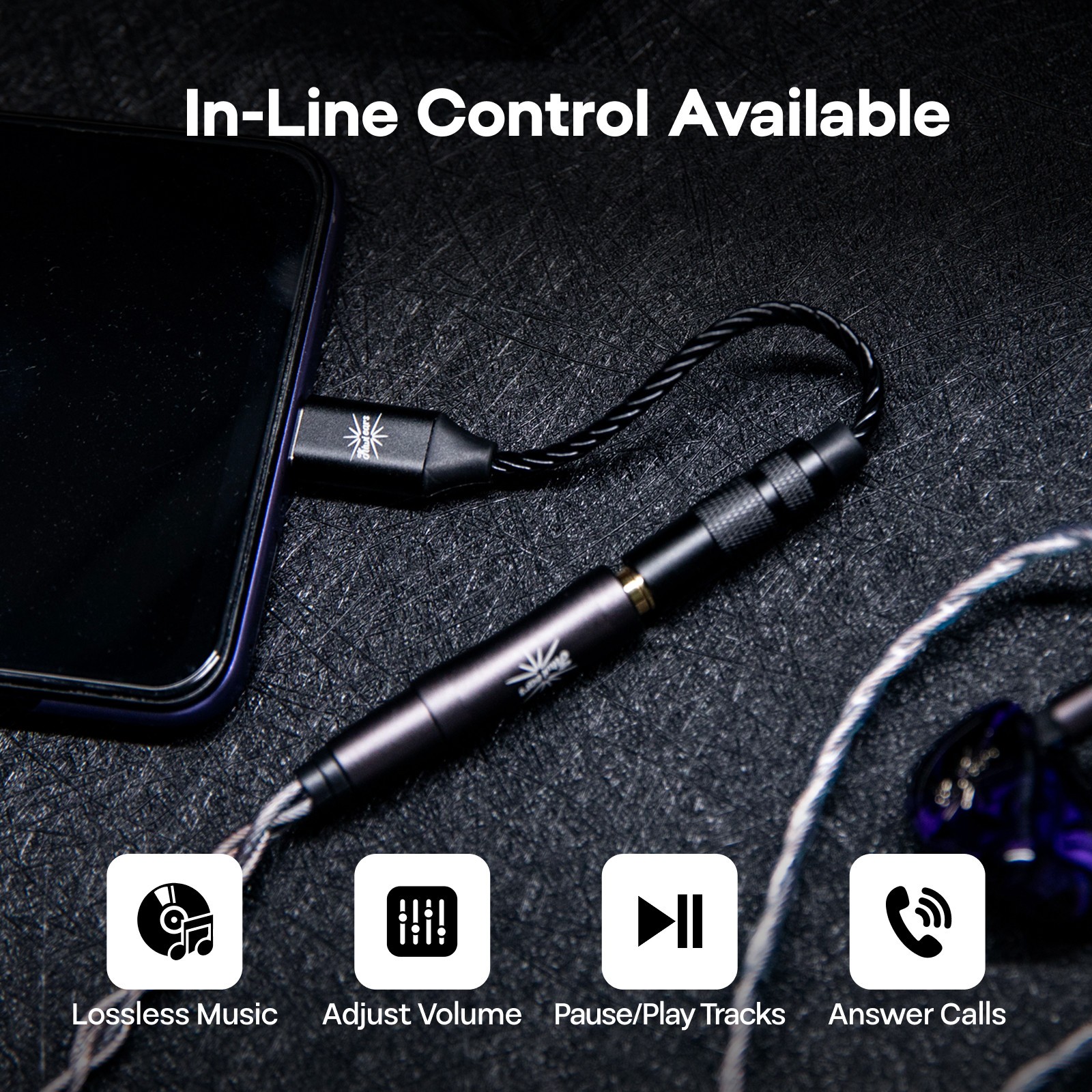 Kiwi Ears AD1 Type-C to 3.5mm Female Headphone DAC Dongle with KT02H20 Chip