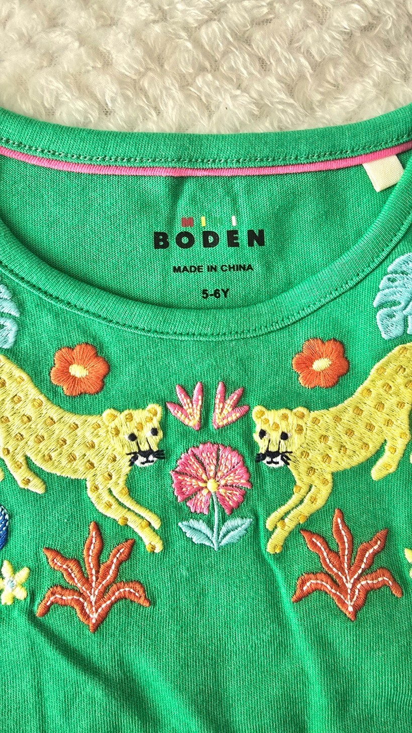 NWOT Mini Boden Frill Sleeve Tunic Set Green Jungle